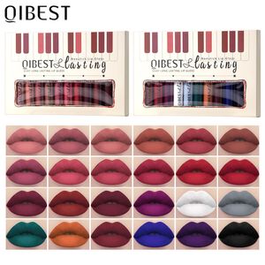 Lipgloss QI 12-teiliges mattflüssiges Lippenstift-Set, wasserdicht, langlebig, samtig, nackt, rot, Make-up, kosmetische Lippenstifte, Lipgloss 230801