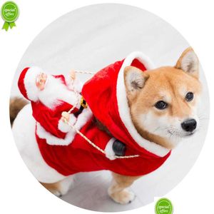 Dog Apparel Pet Christmas Costume Clothes Santa Riding Outfit Deer Supplies Drop Delivery Home Garden Dhokt