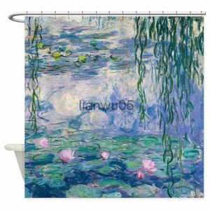 Duschgardiner design vatten liljor claude monet fin konst dekorativ tyg duschgardin x0731