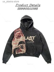 Men's Hoodies Sweatshirts New Goth Winter Hoodies for Womens Grunge Pullover Sweatshirt Punk Palm Trees Print Casual Loose Streetwear Women Clothes 2022 T230731