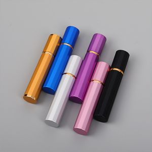 8ml Refillable Portable Mini Rimmed Perfume Bottle Empty Anodized Aluminum Bottles Glass Inner Spray Atomizer Cosmetics Sub-package Container C225