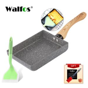 Pans Walfos Frying Pan Tamagoyaki Omelette Black Nonsplick Fry Egg Bund Maker Makerfice Mini Cook 230731