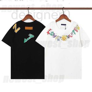 T-shirt masculina de grife, camiseta clássica de luxo com estampa colorida do arco-íris, camiseta feminina simples e casual de algodão E47Q