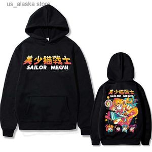 Men's Hoodies Sweatshirts Anime Sailor Meow Graphic Print Hoodie Men Women Funny Cute Kawaii Sweatshirt Woman Fashion Oversized Hoodies Quality Streetwear T230731