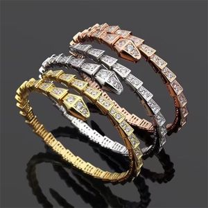 High Quality Charm Bracelets Snake Bone Women Open Adjustable For 18K Gold Plated Silver Rose Gold Men Womens Micro Diamond Bracelets Charm