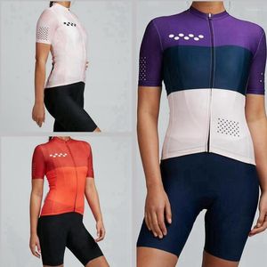 Zestawy wyścigowe Letni zestaw rowerowy Women Team noszą Pedla Road Bike Rower Pad Pad BIB Shorts i koszulka z krótkim rękawem