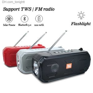 Taşınabilir Hoparlörler TG280 Güneş Şarj Edilebilir Kablosuz Stereo Hoparlör Flaşlı TWS Bas Müzik Kutusu Bluetooth Uyumlu Hoparlör TF FM Radyo Z230801