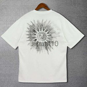 Camisetas Masculinas Sun Flower Bet Print Men Manga Curta Tshirt Social Club Outfits Top Homens de Alta Qualidade Verão O-Neck Tee Para Homens Branco J230731