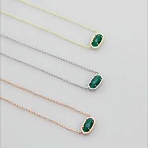 Pqee Pendant Necklaces Necklace Green Opal Real 18k Gold Plated Dangles Glitter Jewelries Letter Gift with Free Dust Bag