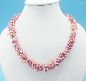 Choker Classic Beautiful 3-Strand Special Pearl Coral Necklace 20 