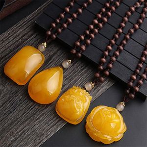 Pendant Necklaces Retro Imitation Simulation Beeswax Colorful Bead Sweater Chain Necklace 14 Styles