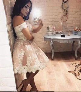Lace Off Shoulder Homecoming Dresses Lace-up Princess Plus Size Mini Cocktail Formal Occasion Birthday Prom Graudation Cocktail Party Gowns