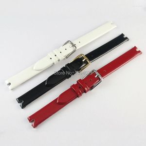 Uhrenarmbänder 10 mm (Schnalle 10 mm) T003209A Hochwertiges, vergoldetes Silber mit Dornschließe, schwarz, weiß, rot, echtes Lacklederarmband