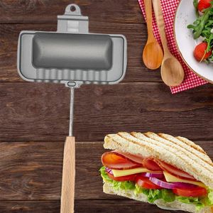 Pannor Portable Doubleided Sand Pan Nonstick Foldbar grillstekning för bröd Toast Breakfast Machine Pancake Maker L5x1 230731