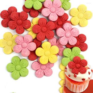 Flores decorativas Rosa Pêssego Decoração Biscoitos Flor Sobremesa Bolo Vestir Rede Vermelho Aniversário Mesa De Assar Plug-in