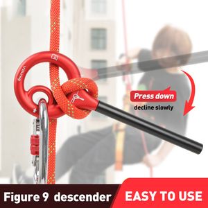 Tırmanma Halatları Xinda Rock Carabine 9Shape Tmging Descender Alüminyum Figür Belay Cihaz Abseiling Hoverilable Downhill Ekipman 230801