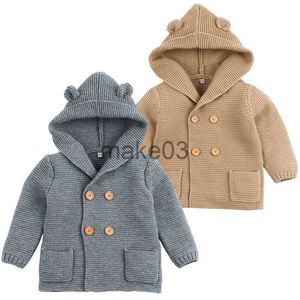 Cardigan Maglioni invernali per neonate Cardigan Autunno con cappuccio Neonati Giacche lavorate a maglia Cartoon Bear Abbigliamento manica lunga per bambini J230801