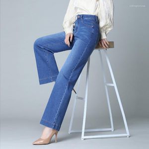 Jeans da donna a vita alta pantaloni dritti eleganti a gamba larga primavera ed estate alla moda più grandi taglie larghe larghe