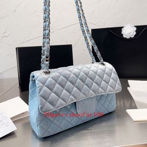 2023 Designer Bag Shoulder Bags Channel Chain Bag Plaid Flap 5A Caviar Shouder Handbag Silver Chain Leather Double Letter Solid Color Buckle Square Stripe 9.8in