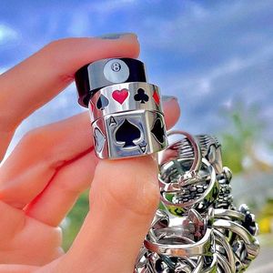 Nowy INS HIP HOP Punk stal ze stali nierdzewnej Miłość Smiley Flower Girl Ring Vintage Gothic Heart for Women Men Para Biżuteria modowa