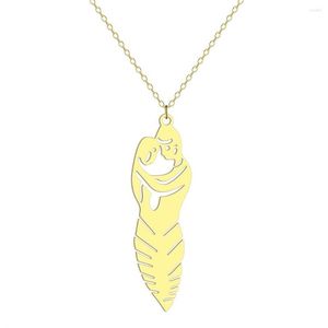 Pendant Necklaces Stainless Steel Couple Embrace Butterfly Cocoon Necklace Charm Men's Women's Accessories Jewelry Gift Dropship