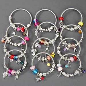 Charm Bracelets 12Pcsset Women Stainless Steel Starfish Pendant Charms Wire Cable Open Adjustable Cuff Bangles DIY Jewelry 230731