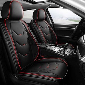 Bilstolar Blue Black Patchwork Bil Seat Cover Universal Framt Seat Cover Läderfordon Sittdyna Tillbehör Säten Skydd Mattor Mattor X0801