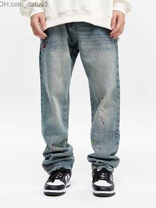 Jeans da uomo Jeans da uomo Jeans elastici Y2K da uomo europei e americani Comodi jeans blu ricamati Pantaloni casual alla moda Abbigliamento di marca Pantaloni da uomo Z0225 Z230801