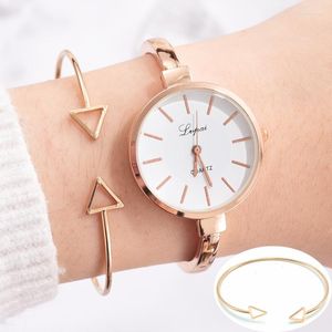 Relógios de pulso Sdotter Ladies Bracelet Watch Set 2pcs Simple Quartz Women's Watches Stylish Gifts Female Wristwatch Woman Clock 2023 Reloje