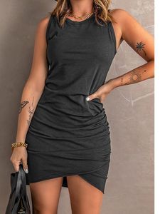 فساتين غير رسمية مثير للحزب نادي Mini Bodycon Vestidos Mujer بلا أكمام O-Neck Slim Black Summer Dress Women 2023 Midi Beach Femme