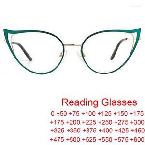 Солнцезащитные очки уникальные металлические очки для чтения кошачьего глаза женщины бренд винтажные рецептурные очки декоративные очки Прозрачный класс