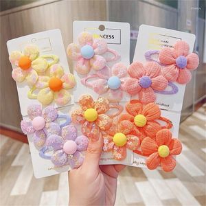 Hair Accessories 1-Pair Colorful Flower Hairpins Lovely Hairgrip Clips For Girls Cloth Fabric Child Headdress