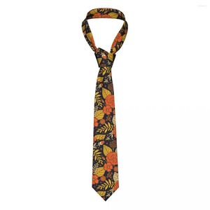 Gravatas borboleta retrô laranja amarelo padrão floral gravatas masculinas casuais poliéster 8 cm pescoço para homens uso diário gravata adereços de cosplay