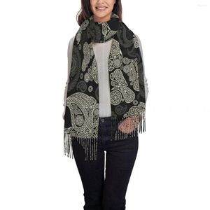 Schals Frauen Schädel und Paisley Schal Winter Schals dünne Wrap Lady Quaste warme haarige Bufanda