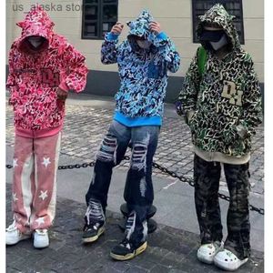 Herrtröjor tröjor harajuku djävul broderi hoodies japansk söt zip up coat y2k kvinnor män lös streetwear tröja söt tecknad huva kappa t230731