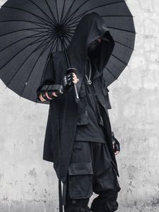 Men's Trench Coats Sleeveless Coat Men Techwear Cardigan Male Summer Windbreaker For Hooded Cloak With Hood Hip Hop