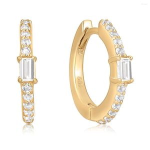 Hoop Earrings Fine Jewelry Circle Diamond Earring 14k Solid Gold Baguette Topaz Huggies Engagement Wedding Birthday Gift