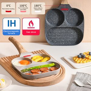 Pannor Nonstick Egg Freying Pan Burger Maker 4hole Pancake Omelet Ham Breakfast For Gas Spise InductionFree Brush 230731