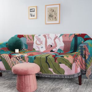 Set di trapunte Tessile City Forest Dancer Coperta da lancio Copridivano a due lati Trend Nappa Foglie della giungla Ins Arazzo decorativo per la casa 160x220cm 230801