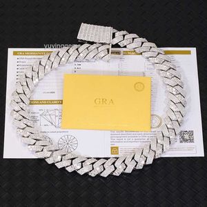 Personalizzazione Real Gra Certificate Baguette Moissanie Diamond S925 Cuban Link Chain con Free
