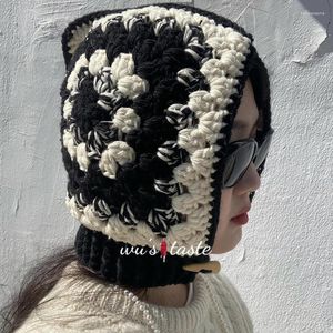 Basker koreanska nischhand stickad fickan balaclava hatt japansk retro höst vinter varm ärm nack franska en dator head cap kvinnlig