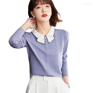 Women's Sweaters Long-Sleeved Purple Korean Style Fashion Pullovers For Ladies Autumn Winter 2023 Clothes Women Sweater Tops Blouse