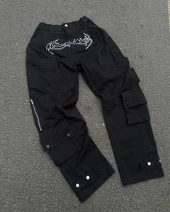 Jeans Masculino Y2k Harajuku Hip Hop Retro Preto Multi Bolsos Cargo Pants Homem Punk Gótico Calças Largas Pernas Largas Streetwear 230731