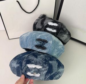 Model Denim Beret Autumn New Internet Celebrity Artistic Painter Hat Beret Women