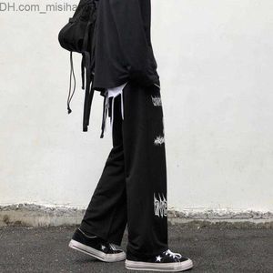 Men's Pants Gothic pants Japanese men's casual sports pants graffiti anime punk Hippie wide leg Trouser Harajuku street clothes Z230801