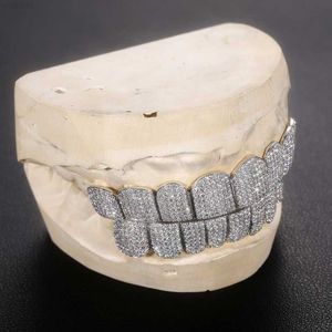 Niestandardowe hip -hopowe solidne grube złote biust w dół srebrna biżuteria głęboko cięta vvs moissanite diamenty zęby usta grillz