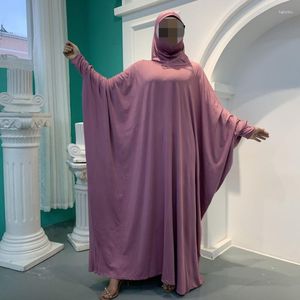 Ethnic Clothing Muslim Women Hooded Robe Long Dress Islamic Bat Sleeve Arabian Kaftan Four Seasons Wearable Abaya Jilbab Large Size