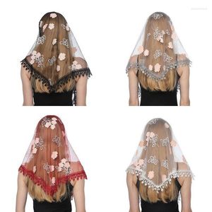 Szaliki mody z koronki z nadrukiem trójkąt szalik elegancki damski katolicki ślub welon impreza chusta na głowę szale