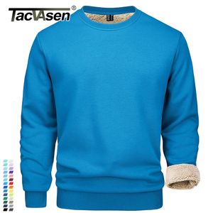 Herrtröjor tröjor tacvasen vinter förtjockar fleece crewneck tröja mens varma sherpa fodrade tunga pullover bas tops skjortor ingen hoodie 230731