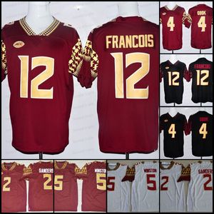 College 5 Jameis Winston Football Jersey Dalvin Cook deion Sanders Derwin James Men zszyte koszulki białe czerwone czarne koszulki